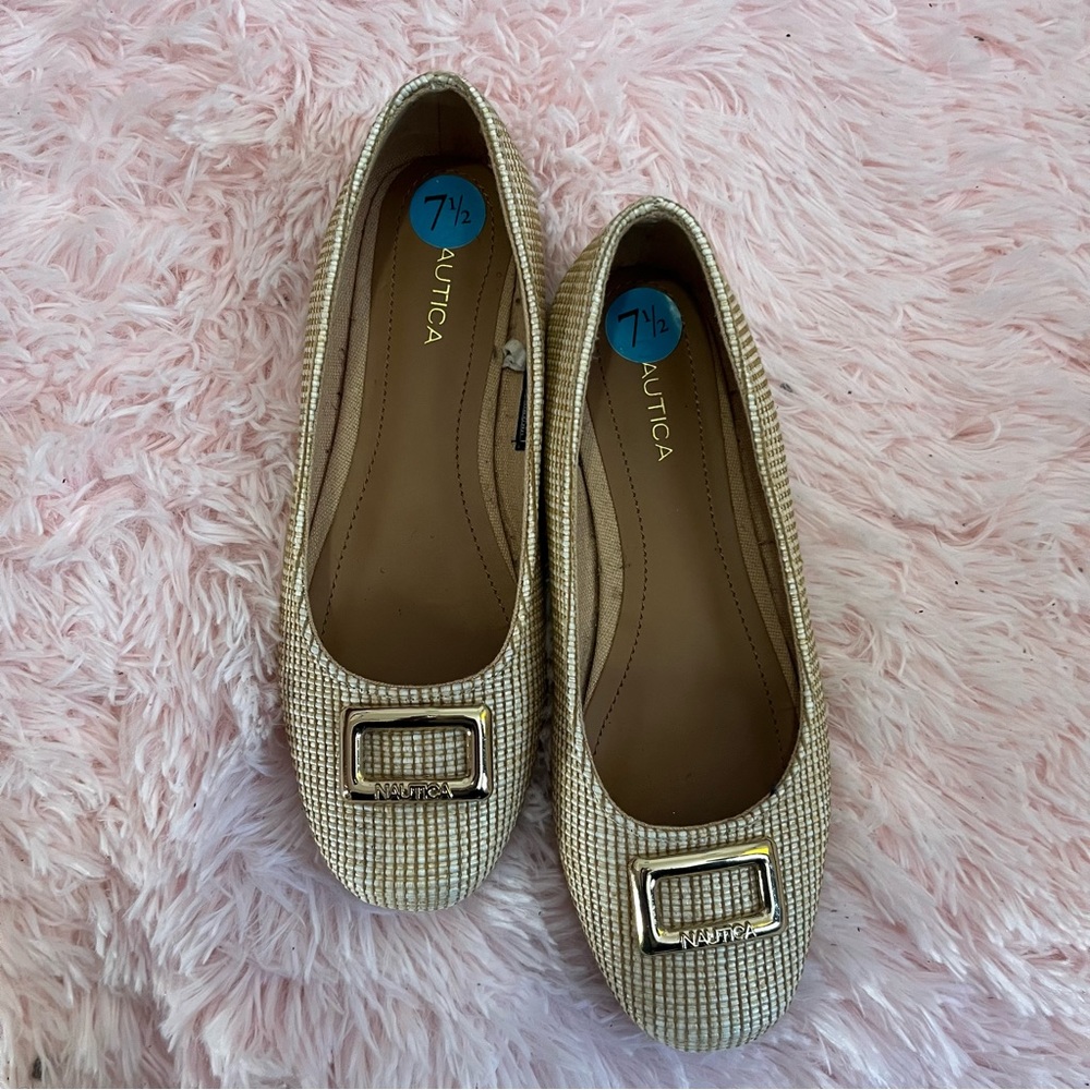 Nautica Gold Flats with Decorative Buckle